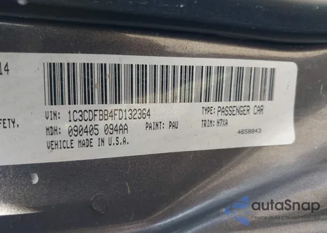 2015 Dodge Dart Sxt z USA, uszkodzony, nr VIN 1C3CDFBB4FD132364